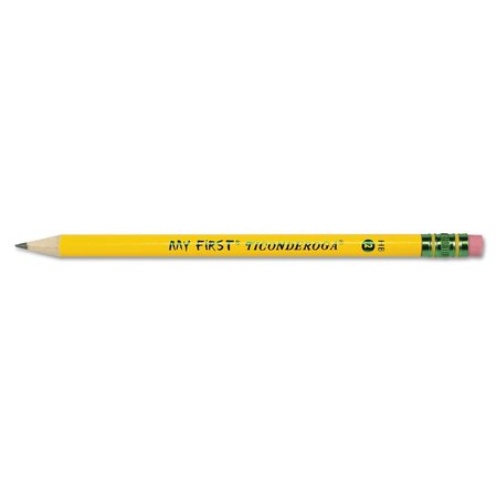 TICONDEROGA Woodcase Pencil w/Eraser, HB (#2), Black Lead, Yellow Barrel, PK12 33312